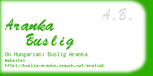 aranka buslig business card